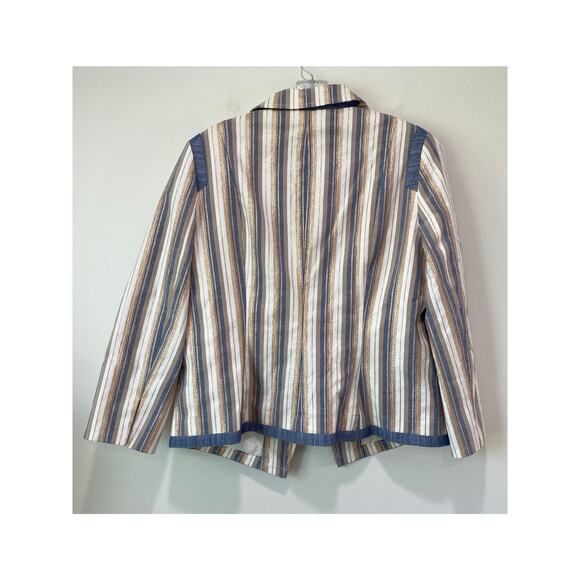 Doncaster Collection Nautical Metallic Stripe Blazer Women's Size 14 Pockets - Picture 11 of 11